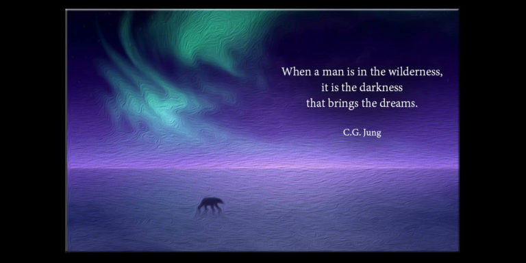 C.G. Jung:  “When a man is in the wilderness, it is the darkness that brings the dreams.”